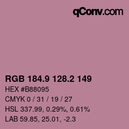 Color code: RGB 184.9 128.2 149 | qconv.com