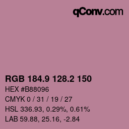 カラーコード: RGB 184.9 128.2 150 | qconv.com