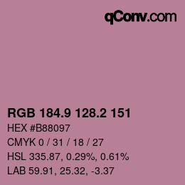 カラーコード: RGB 184.9 128.2 151 | qconv.com