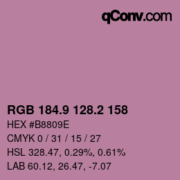 カラーコード: RGB 184.9 128.2 158 | qconv.com