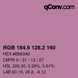 カラーコード: RGB 184.9 128.2 160 | qconv.com