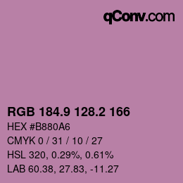 カラーコード: RGB 184.9 128.2 166 | qconv.com