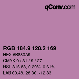 カラーコード: RGB 184.9 128.2 169 | qconv.com