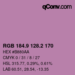 カラーコード: RGB 184.9 128.2 170 | qconv.com
