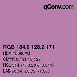 カラーコード: RGB 184.9 128.2 171 | qconv.com
