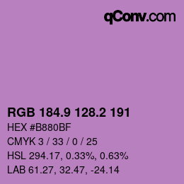 カラーコード: RGB 184.9 128.2 191 | qconv.com