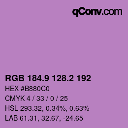 カラーコード: RGB 184.9 128.2 192 | qconv.com