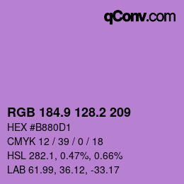 カラーコード: RGB 184.9 128.2 209 | qconv.com