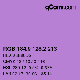 カラーコード: RGB 184.9 128.2 213 | qconv.com