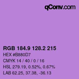 カラーコード: RGB 184.9 128.2 215 | qconv.com