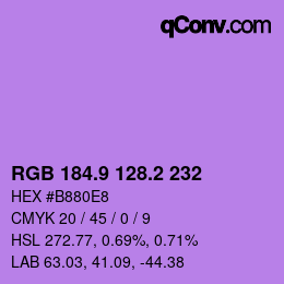 カラーコード: RGB 184.9 128.2 232 | qconv.com