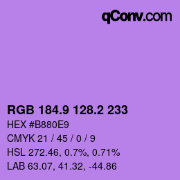 カラーコード: RGB 184.9 128.2 233 | qconv.com