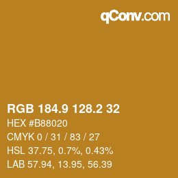 カラーコード: RGB 184.9 128.2 32 | qconv.com
