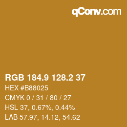 カラーコード: RGB 184.9 128.2 37 | qconv.com