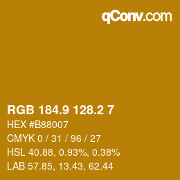 Color code: RGB 184.9 128.2 7 | qconv.com