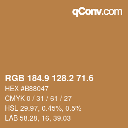 カラーコード: RGB 184.9 128.2 71.6 | qconv.com