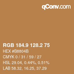 Color code: RGB 184.9 128.2 75 | qconv.com