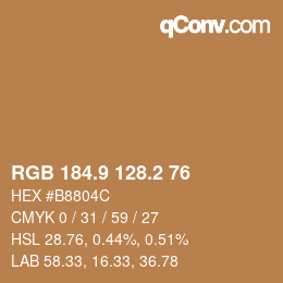 Color code: RGB 184.9 128.2 76 | qconv.com