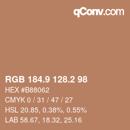 Color code: RGB 184.9 128.2 98 | qconv.com