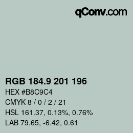 Color code: RGB 184.9 201 196 | qconv.com