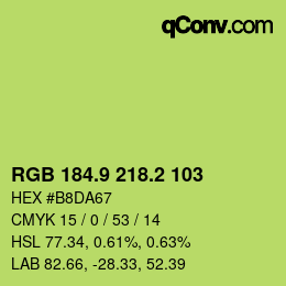 カラーコード: RGB 184.9 218.2 103 | qconv.com