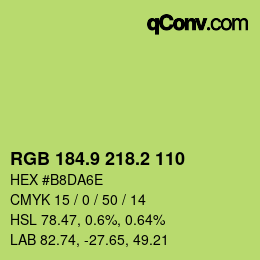 カラーコード: RGB 184.9 218.2 110 | qconv.com
