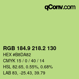 カラーコード: RGB 184.9 218.2 130 | qconv.com