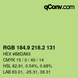 カラーコード: RGB 184.9 218.2 131 | qconv.com