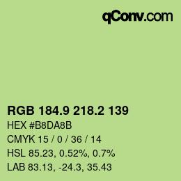 カラーコード: RGB 184.9 218.2 139 | qconv.com