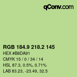 カラーコード: RGB 184.9 218.2 145 | qconv.com