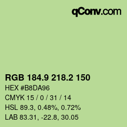 カラーコード: RGB 184.9 218.2 150 | qconv.com
