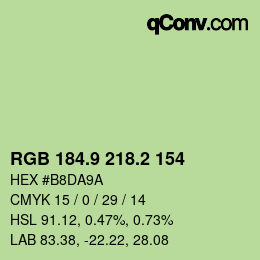 カラーコード: RGB 184.9 218.2 154 | qconv.com