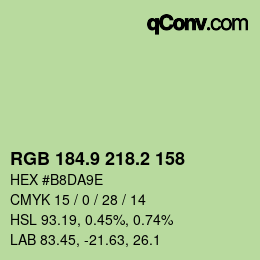 カラーコード: RGB 184.9 218.2 158 | qconv.com