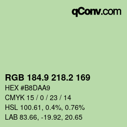 カラーコード: RGB 184.9 218.2 169 | qconv.com