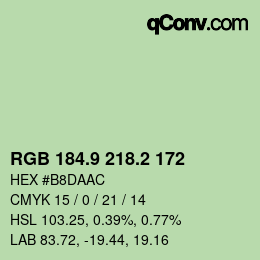 Color code: RGB 184.9 218.2 172 | qconv.com