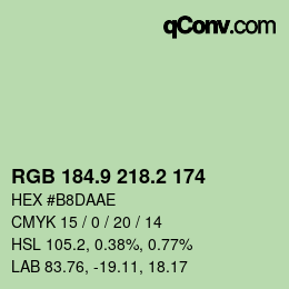 カラーコード: RGB 184.9 218.2 174 | qconv.com
