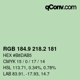 カラーコード: RGB 184.9 218.2 181 | qconv.com