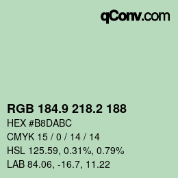 カラーコード: RGB 184.9 218.2 188 | qconv.com