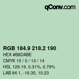 Color code: RGB 184.9 218.2 190 | qconv.com