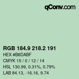 Color code: RGB 184.9 218.2 191 | qconv.com