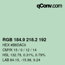 Color code: RGB 184.9 218.2 192 | qconv.com
