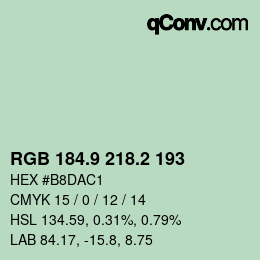 Color code: RGB 184.9 218.2 193 | qconv.com
