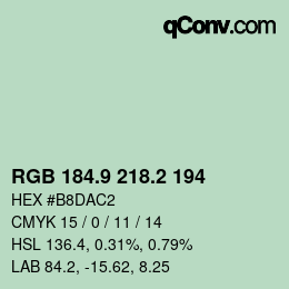 カラーコード: RGB 184.9 218.2 194 | qconv.com