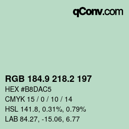 Color code: RGB 184.9 218.2 197 | qconv.com