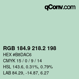 Color code: RGB 184.9 218.2 198 | qconv.com