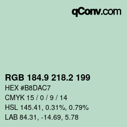 カラーコード: RGB 184.9 218.2 199 | qconv.com