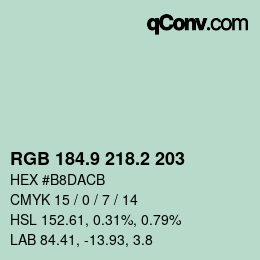 カラーコード: RGB 184.9 218.2 203 | qconv.com