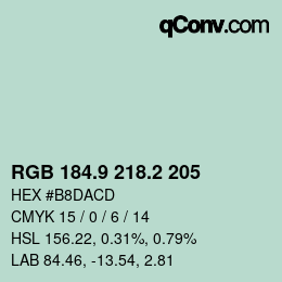 カラーコード: RGB 184.9 218.2 205 | qconv.com