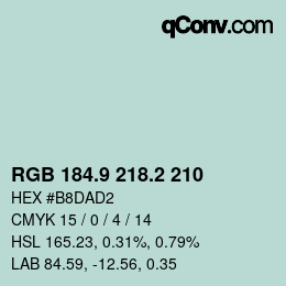 カラーコード: RGB 184.9 218.2 210 | qconv.com