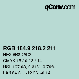 カラーコード: RGB 184.9 218.2 211 | qconv.com